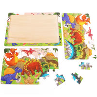 Puzzle éducatif en bois 24 pièces – Animaux, Pompiers, Dinosaures, Mer, École et plus – Jouet Montessori pour enfants 2-6 ans 22,5 cm x 15 cm