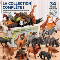 Coffret Figurines Animaux 34 Pièces avec Boîte de rangement – Sauvages, Domestiques et de la Ferme – Jouets Éducatifs Réalistes pour Enfants 3+ Ans