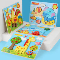 Puzzle en Bois 3D pour Enfants – 8 Modèles Animaux & Dinosaures – Puzzle Éducatif Montessori – Développement Motricité & Logique – Jouet Bois Naturel pour Bébé & Enfant