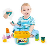 Mon Premier Seau de Formes Bébé (16 Pcs) - Jouet d'Éveil Montessori 18 Mois+ - Trieur de Lettres ABCD et Formes Géométriques - Développement Motricité Fine & Coordination - Plastique Sans BPA Lavable
