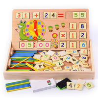 Boîte Éducative Montessori en Bois – Apprentissage des Chiffres, de l’Heure et des Opérations