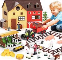 Ferme Éducative 101 Pièces – Tracteur Sonore à Lumières, Maison Grange, Animaux Réalistes, Accessoires Agricoles, Jouet de Ferme pour Enfants 3 à 8 Ans