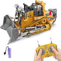 Bulldozer télécommandé 9 canaux – Véhicule de chantier en alliage avec lame mobile et chenilles réalistes - 26 cm - + 6 ans