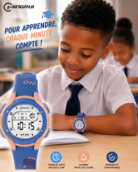 Montre Digitale Enfant Style Sportif Étanche 30M avec Rétroéclairage LED, Alarme, Chronomètre, Calendrier, Bracelet Souple Garçon & Fille 5-12 Ans