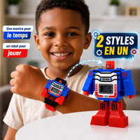 Montre Robot Transformable Enfant – Affichage Digital Heure & Date – 2 Styles en 1 – Bracelet Confortable – Garçon 4 à 10 Ans