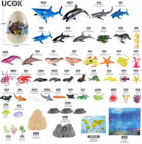 Œuf Géant 50 Pièces Animaux Marins – Figurines Jouets Requins, Dauphins, Baleines, Coraux et Accessoires Éducatifs pour Enfants