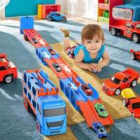 🏎️ Garage de Course Pliable – Valise 2 en 1 avec Double Rampe de Lancement et Rangement pour Voitures 🚛 - 4 voitures de courses incluses