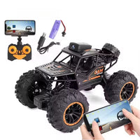 Voiture Télécommandée 4x4 Tout Terrain avec Caméra HD 720p – RC Off Road Camion Cascade, Double Télécommande + Contrôle Smartphone, Suspension Antichoc, Batterie Rechargeable + 6 ans