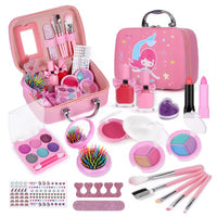 Kit de Maquillage pour Fille – 20 Pièces, Maquillage Enfant Lavable et Non Toxique avec Valisette, Vernis à Ongles, Rouge à Lèvres, Fards à Paupières, Pinceaux – Cadeau pour Fille dès 3 Ans