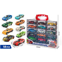 Mini Voitures en Métal Moulé Sous Pression( 18 , 12 et 8 voitures )  – Fonction Arrière Traction Pull-Back • Boîte de Rangement Rigide à Compartiments • Jouet Enfant 3 Ans+