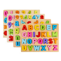 Puzzle Alphabet et Chiffres en Bois – Planche d'Apprentissage Montessori Double Face - 4 motifs : Majuscules/Minuscules , Nombres et Formes – Jouet Éducatif avec Tableau Blanc–Cadeau Éveil Enfant 3 ans+