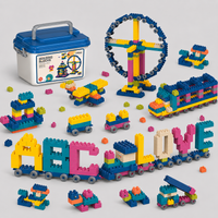 Blocs de Construction LEGO Créatifs Enfant – 300 ou 600 Pièces – Coffret avec Roues, Stickers Lettres & Chiffres – Jeu Éducatif de Construction 3 Ans+