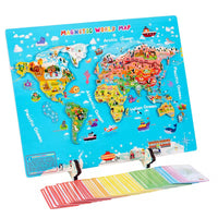 Carte du Monde Magnétique Éducative en ANGLAIS pour Enfants – Puzzle Géographique + 92 Cartes Drapeaux
