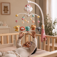 Mobile Musical Bébé avec Télécommande, Veilleuse LED, Rotation 360°, Berceuses, Minuterie 20/40/60 min, Mobile Lit Bébé Lapin Nuage, Jouets Suspendus d’Éveil, Dès la Naissance