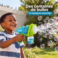 Pistolet à Bulles Automatique pour Enfant, Bubble Gun Électrique Rechargeable USB avec Effet Lumineux, Machine à Bulles Portable pour Jeux Extérieurs, Anniversaire et Cadeau