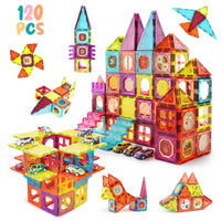 Tuiles Magnétiques GAVGROOM avec 20 mini voitures - 120 pièces  - Autocollants - Pour Créations Ludiques et Éducatives