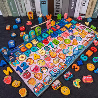 Planche Montessori Éducatif en Bois – Alphabet, Chiffres, Fruits , Animaux ,Voitures , Pêche Magnétique – Jouet Montessori pour Enfants 3-6 Ans, Développement Motricité Fine & Apprentissage Ludique