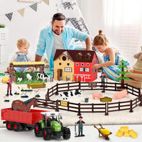 Ferme Éducative 101 Pièces – Tracteur Sonore à Lumières, Maison Grange, Animaux Réalistes, Accessoires Agricoles, Jouet de Ferme pour Enfants 3 à 8 Ans