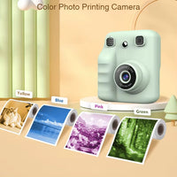 Appareil Photo Instantané Enfant avec Impression Immédiate Couleur (Vert/Orange/Rouge/Bleu/Noir-Blanc), Jeux Intégrés, Vidéo, Carte Mémoire – Cadeau Fille Garçon