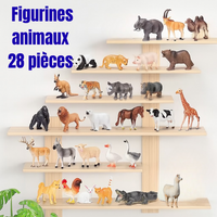 Coffret Figurines Animaux 28 Pièces avec Boîte de Rangement – Animaux Sauvages et de la Ferme – Jouets Éducatifs Réalistes pour Enfants 3+ Ans