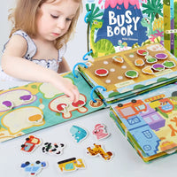 Busy Book Montessori Enfant – Livre d’Activités Éducatif Réutilisable – 6 Thèmes d’Apprentissage (Animaux, Océan, Dinosaures, Véhicules, Alphabet, Horloge) – Jouet Sensoriel dès 3 Ans